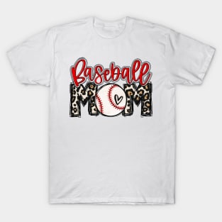 Baseball Mom Leopard Baseball Mama T-Shirt